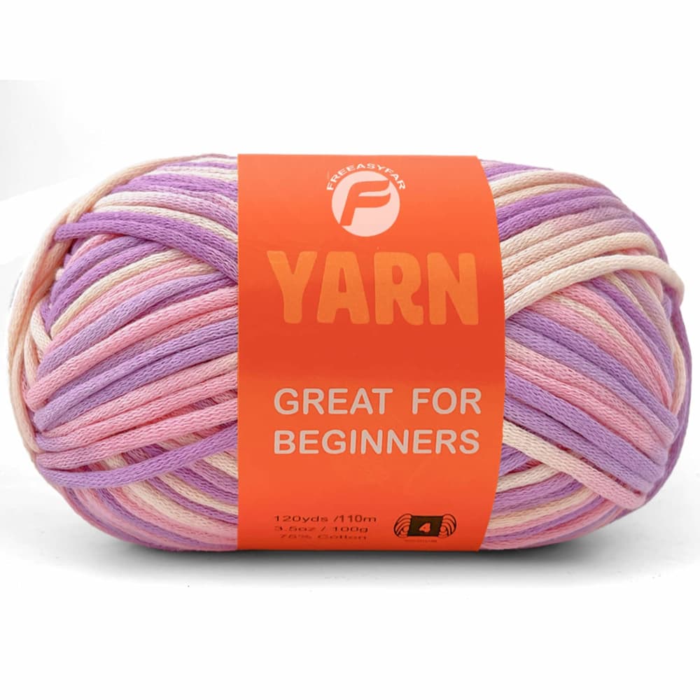 Variegated Colors Easy Peasy Beginner Yarn - Smooth Cotton-Nylon Blend for Crochet & Knitting