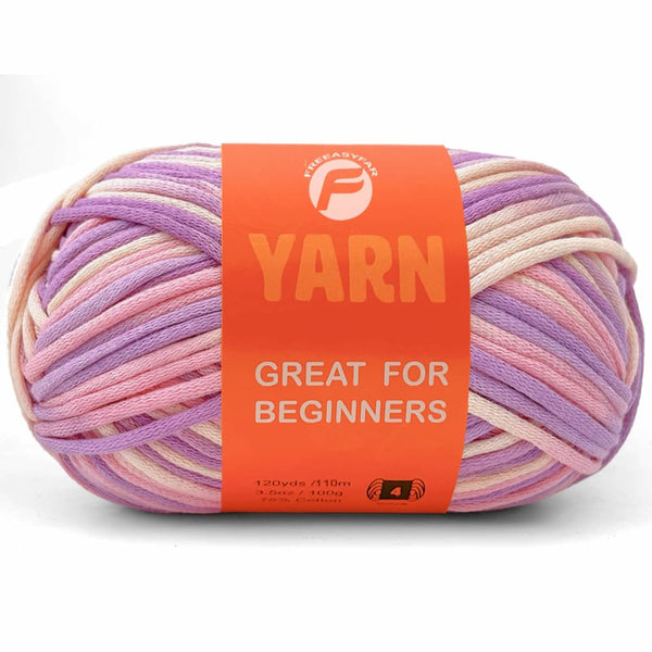 Variegated Colors Easy Peasy Beginner Yarn - Smooth Cotton-Nylon Blend for Crochet & Knitting
