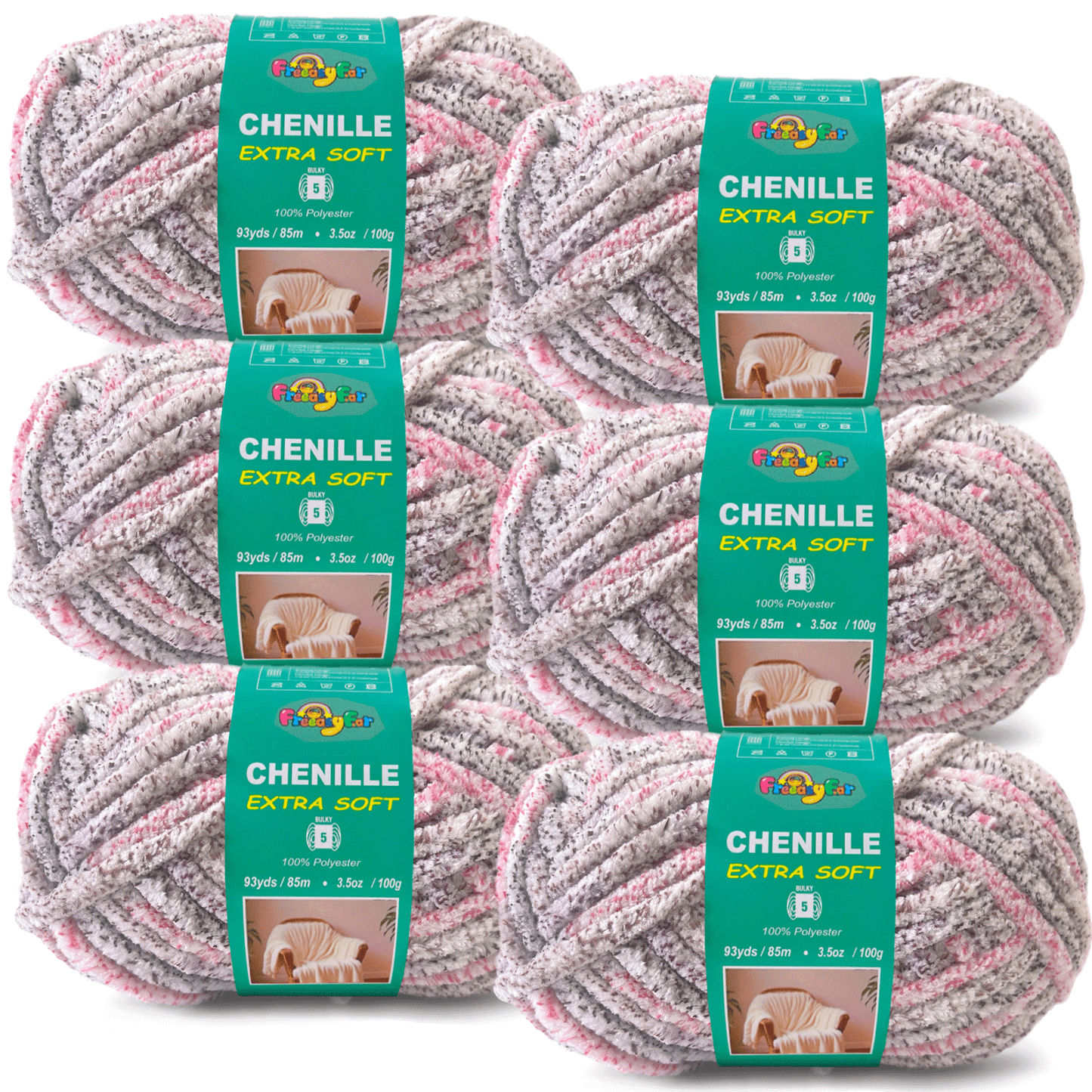 Super Soft and Cozy Chenille Yarn for Crocheting and Knitting -Easy to Crochet with-#5 Bulky-3.5oz/93yds Each Skein-Chunky Plush Yarn for Hand Craft Blanket Ammigurumi-Rose Grey