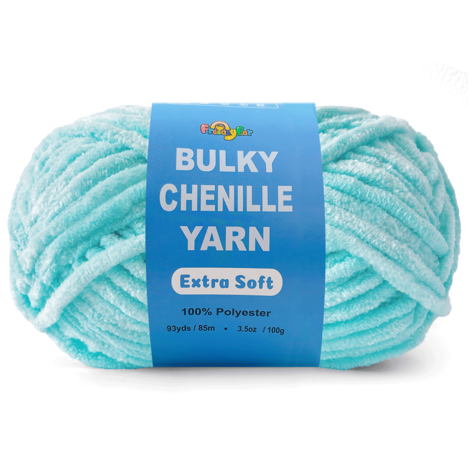Aqua Blue Velvet Chenille Yarn for Crocheting and Knitting – Bulky (93 Yards/100g), Extra Soft Plush Yarn Freeasyfar