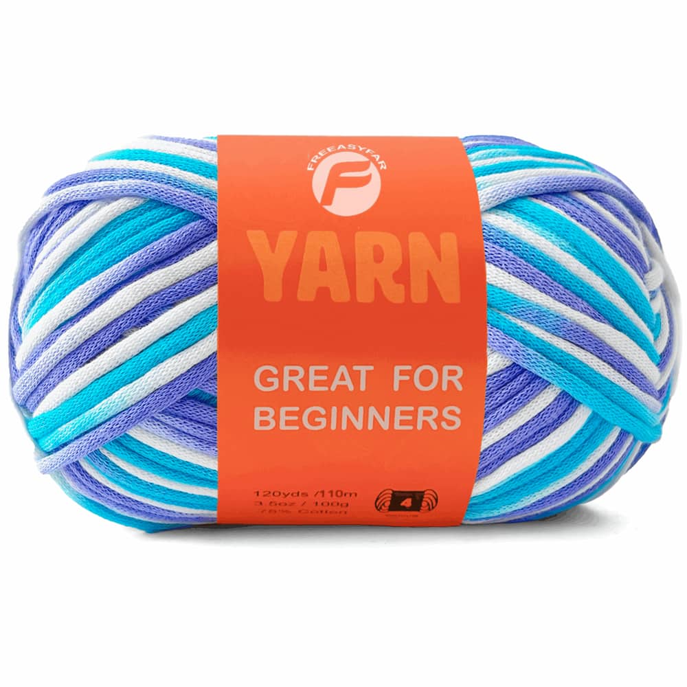 Variegated Colors Easy Peasy Beginner Yarn - Smooth Cotton-Nylon Blend for Crochet & Knitting