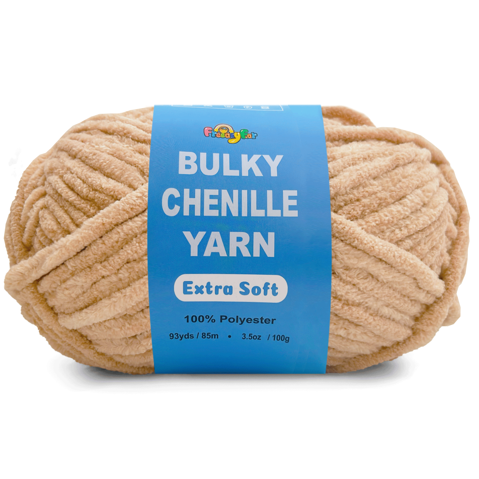 Sand Beige Velvet Chenille Yarn for Crocheting and Knitting – Bulky (93 Yards/100g), Extra Soft Plush Yarn Freeasyfar