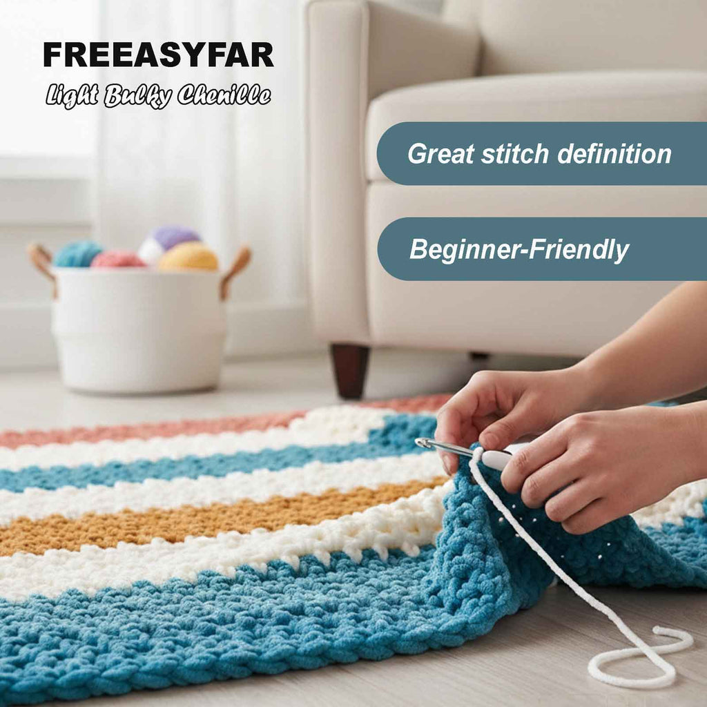 4 Pack Velvet  Bulky Chenille Yarn Freeasyfar