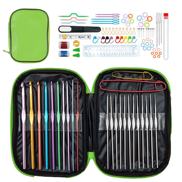 100 Pcs Crochet Hooks Set, Crochet Hooks Kit with Storage Case for Beginners-Green Freeasyfar