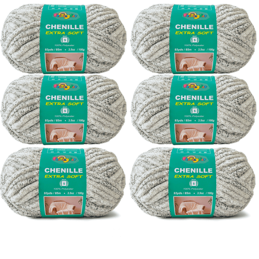 Super Soft and Cozy Chenille Yarn for Crocheting and Knitting -Easy to Crochet with-#5 Bulky-3.5oz/93yds Each Skein-Chunky Plush Yarn for Hand Craft Blanket Ammigurumi-Grey