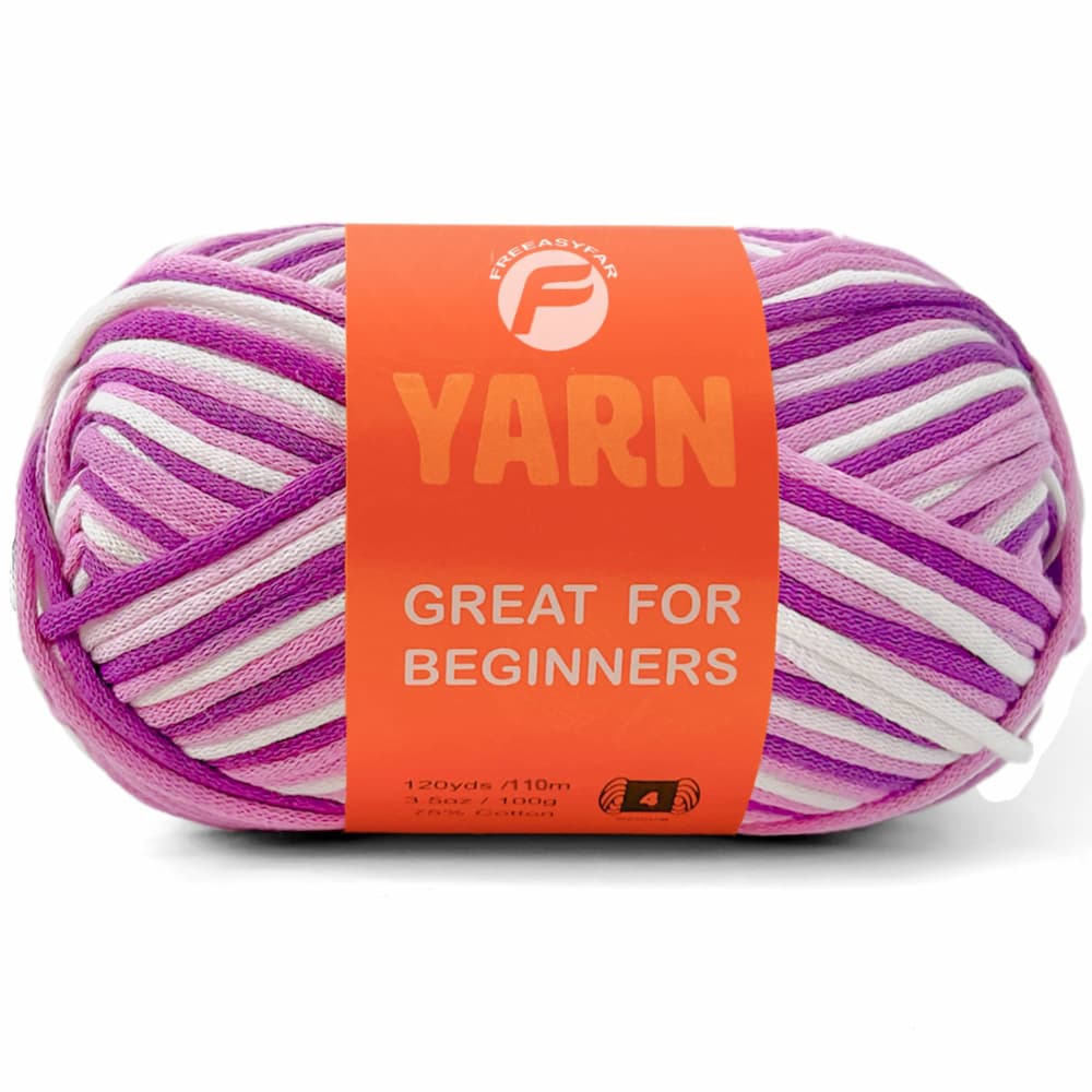 Variegated Colors Easy Peasy Beginner Yarn - Smooth Cotton-Nylon Blend for Crochet & Knitting