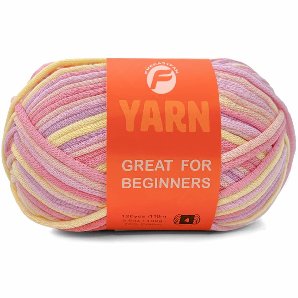 Variegated Colors Easy Peasy Beginner Yarn - Smooth Cotton-Nylon Blend for Crochet & Knitting