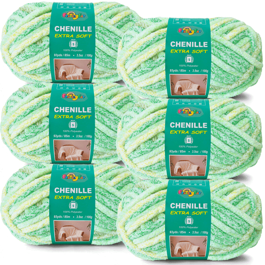 Super Soft and Cozy Chenille Yarn for Crocheting and Knitting -Easy to Crochet with-#5 Bulky-3.5oz/93yds Each Skein-Chunky Plush Yarn for Hand Craft Blanket Ammigurumi-MInt breeze