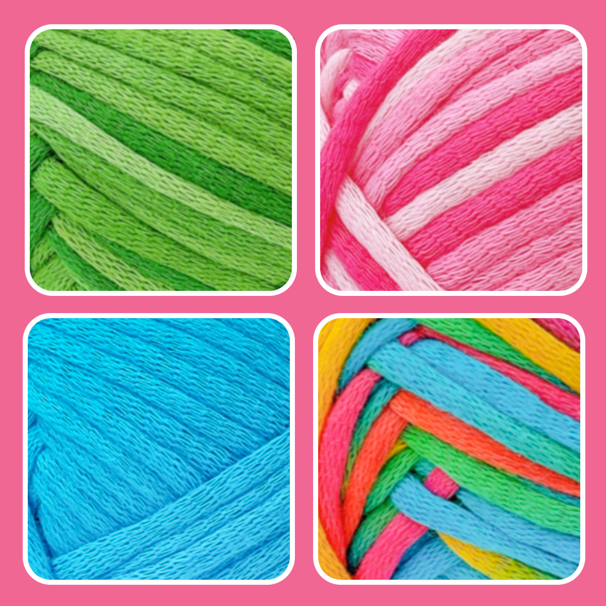 4 Pack(4x60 yds) Beginner Easy yarn for crocheting and knitting,Cotton blend Yarn for Crocheting and Knitting-(Straw Pink+Lawn Green+Rainbow+Azure)