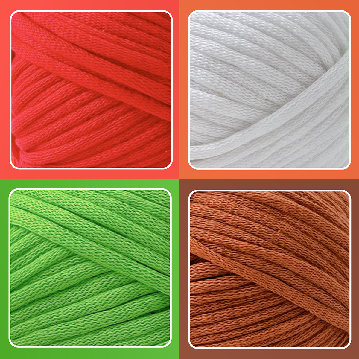 4 Pack(4x60 yds)Beginner Easy Yarn for Crocheting and Knitting-(Bright Green+Red+White+Latte Love) Freeasyfar