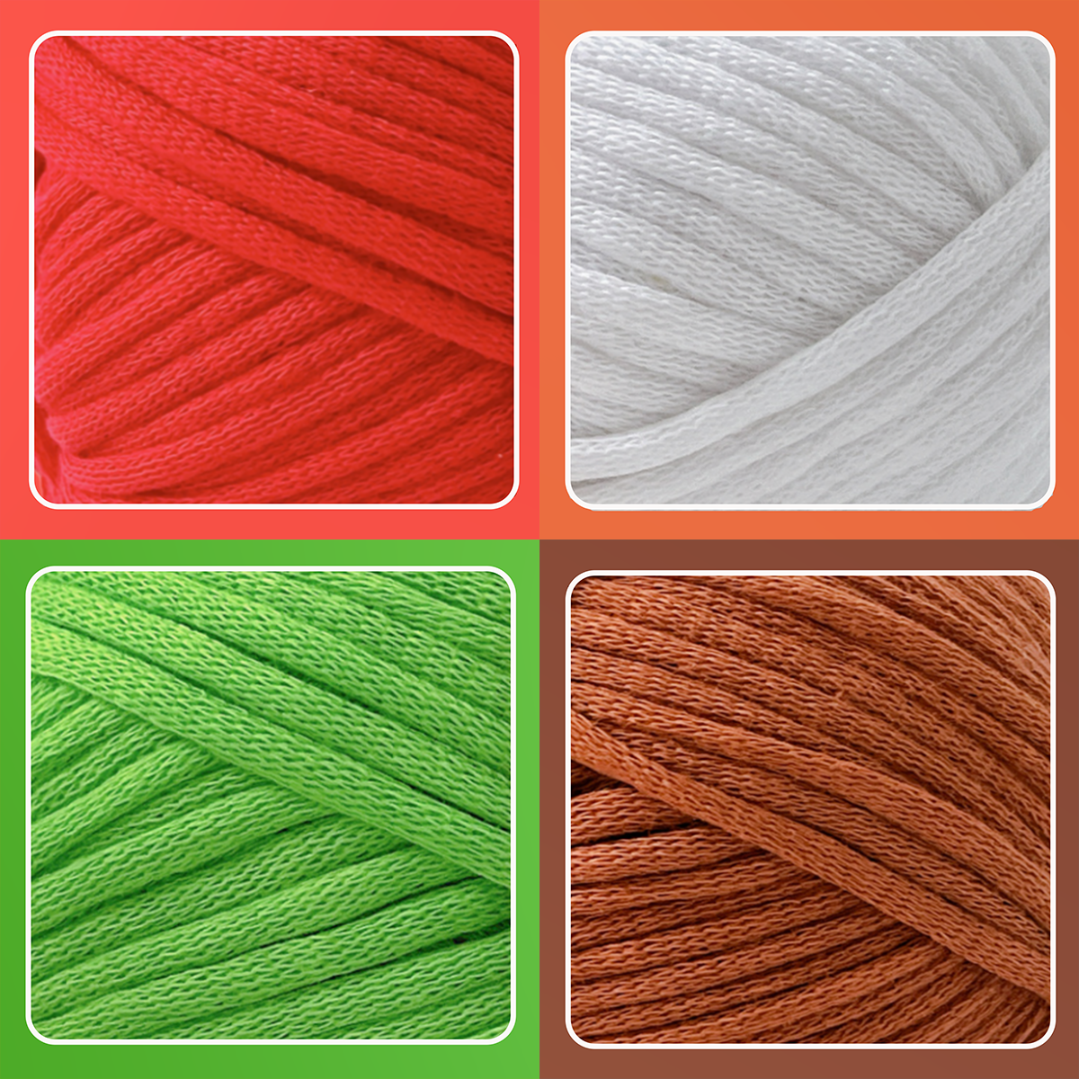 4 Pack(4x60 yds)Beginner Easy Yarn for Crocheting and Knitting-(Bright Green+Red+White+Latte Love)