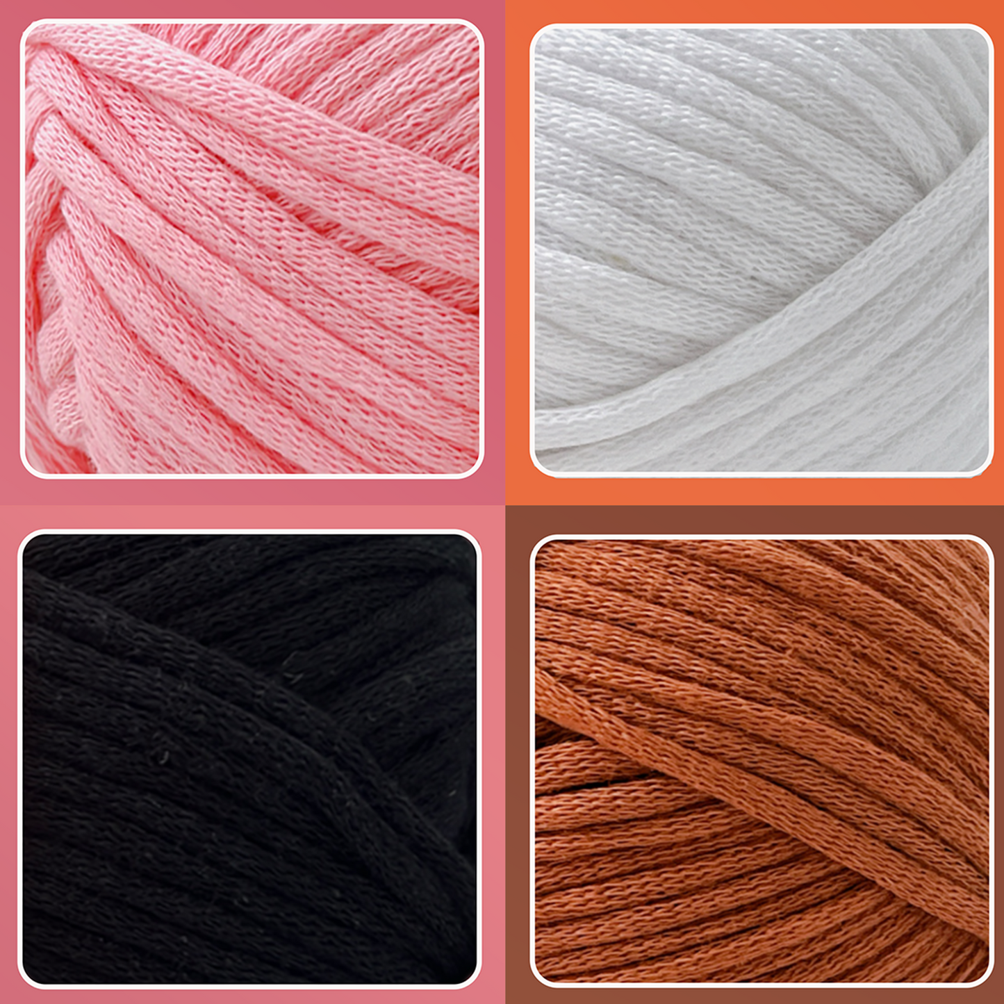 4 Pack(4x60 yds)Beginner Easy Yarn for Crocheting and Knitting-(Pink+Coffee+White+Black)