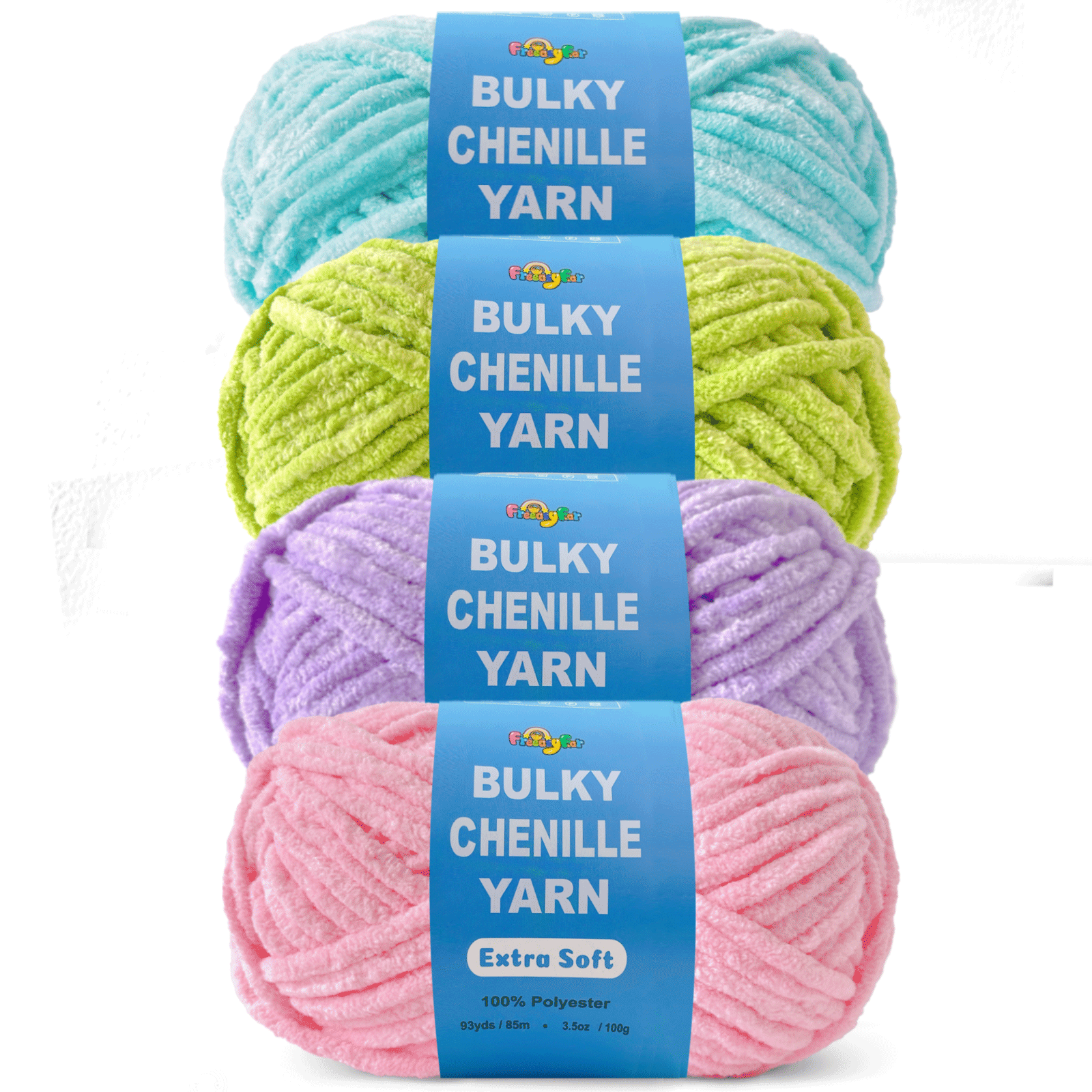 4 Pack Velvet  Bulky Chenille Yarn Freeasyfar