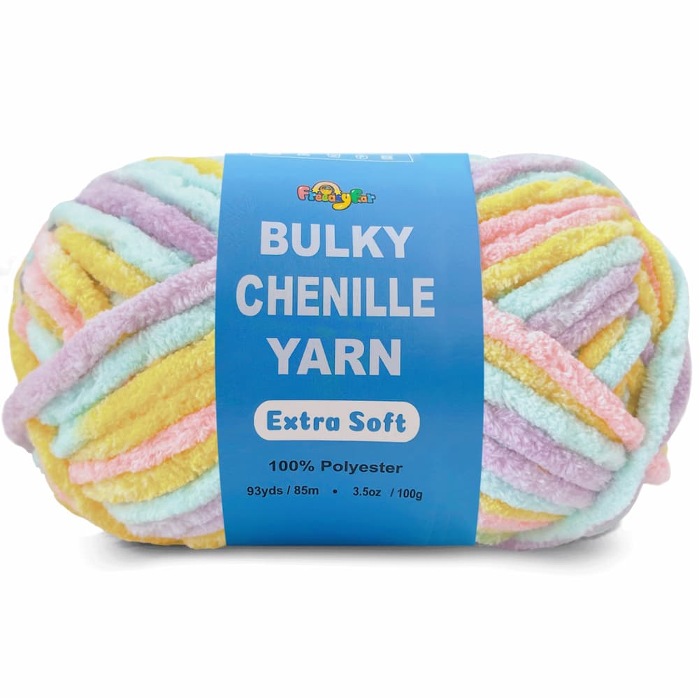 1 Pack Soft Chenille Yarn - Variegated Color -  #4/#5 Light Bulky Velvet Yarn for Amigurumi & Plushies