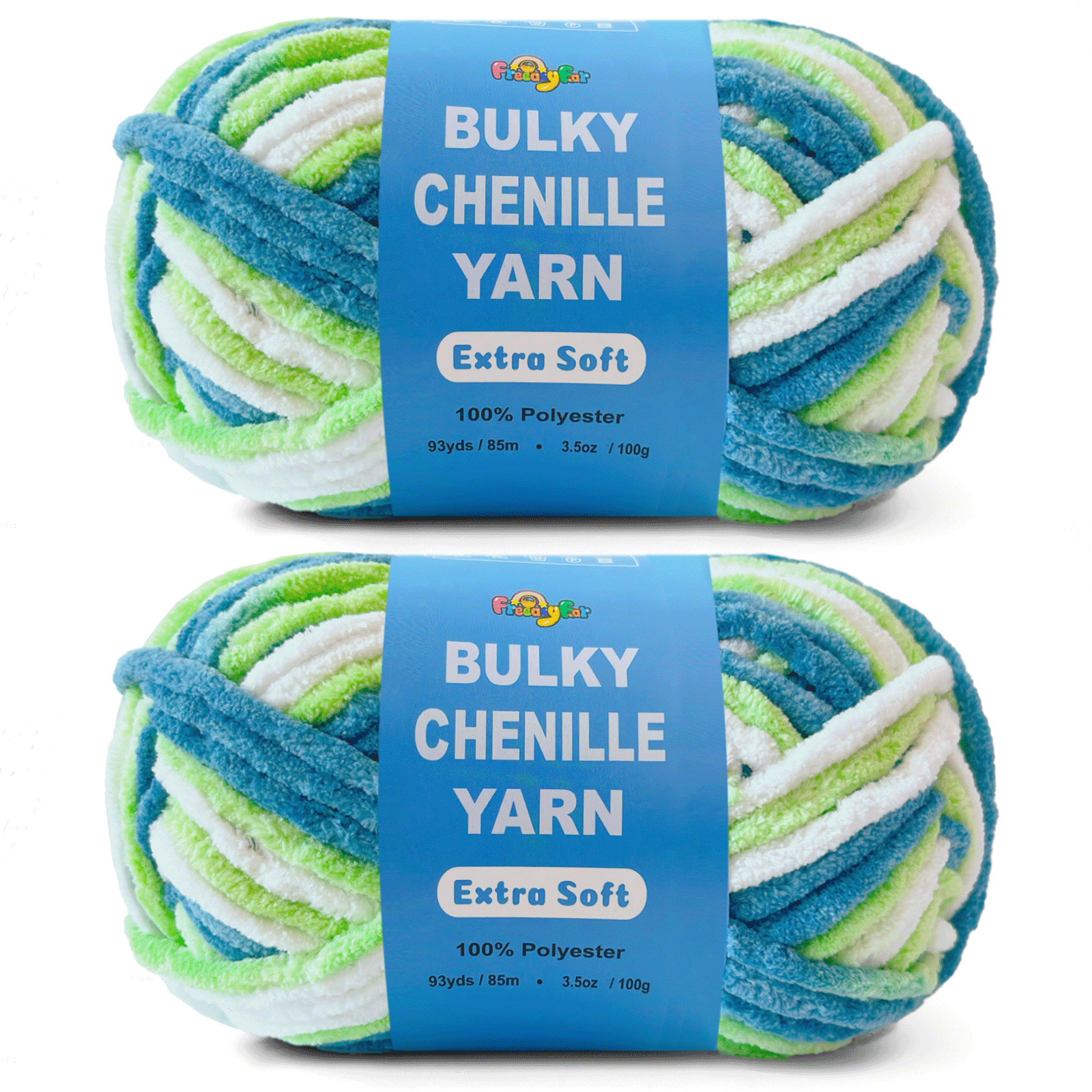 Ocean Breeze Velvet Chenille Yarn for Crocheting and Knitting – Bulky (93 Yards/100g), Extra Soft Plush Yarn Freeasyfar