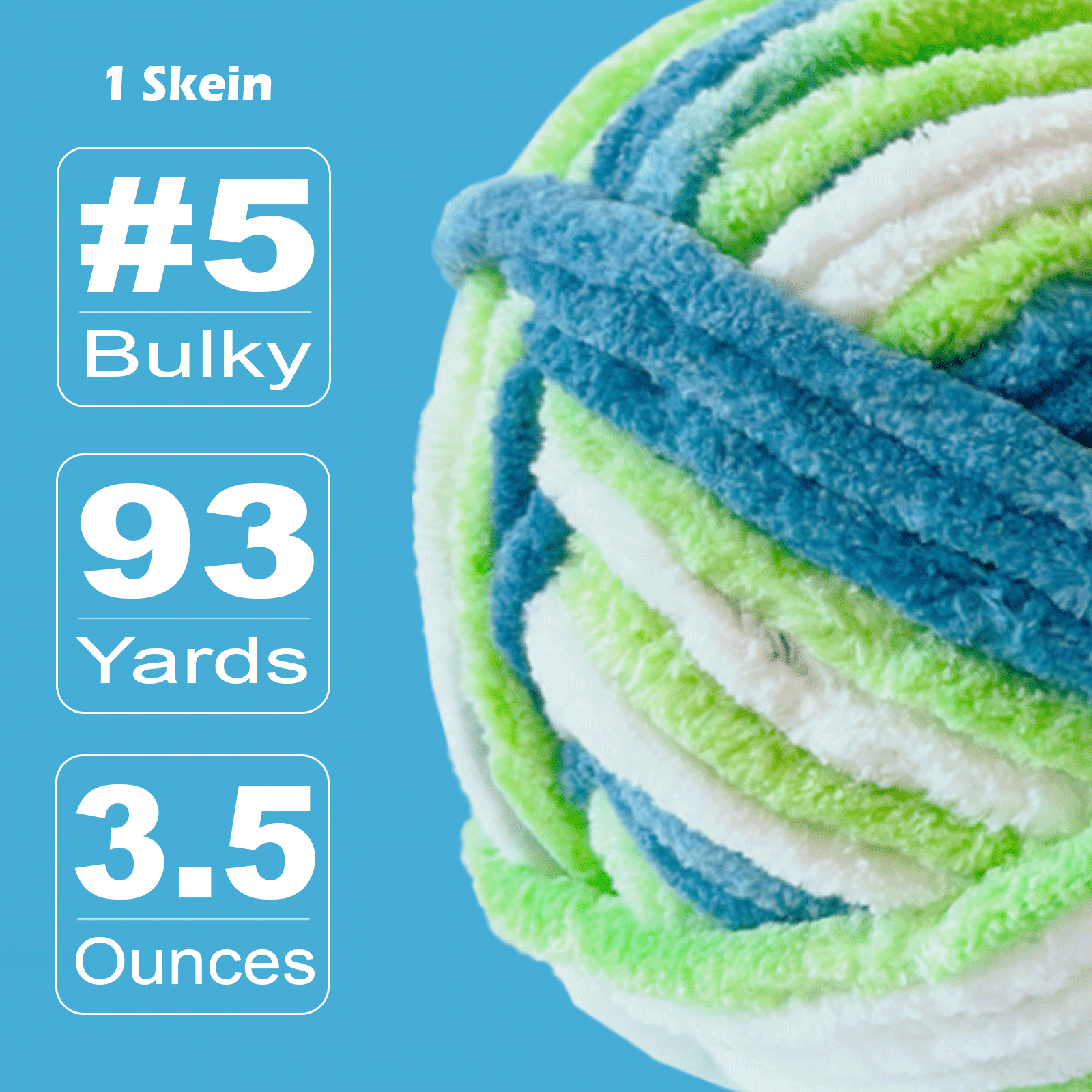 4 pack Velvet Chenille Yarn Bundle – Bulky (93 Yards/100g), Extra Soft Plush Yarn Freeasyfar