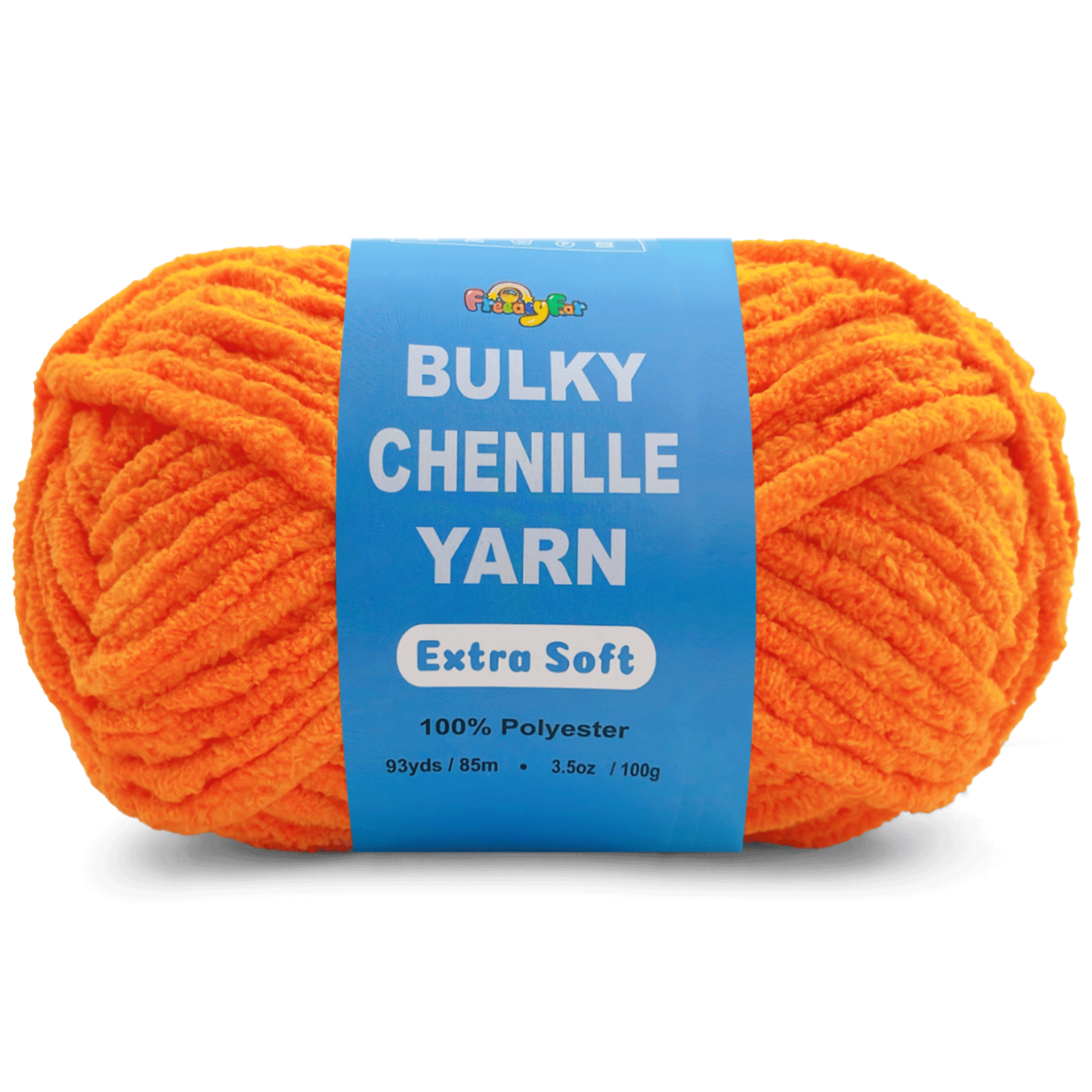 Orange Velvet Chenille Yarn for Crocheting and Knitting – Bulky (93 Yards/100g), Extra Soft Plush Yarn Freeasyfar