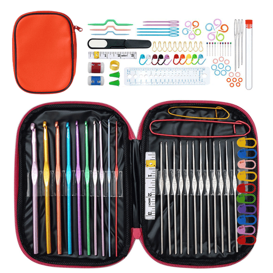 100 Pcs Crochet Hooks Set, Crochet Hooks Kit with Storage Case for Beginners-Orange
