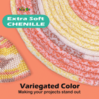Variegated Chenille Yarn for Crocheting and Knitting - 3.5oz/93yds Each Skein -sunset Freeasyfar