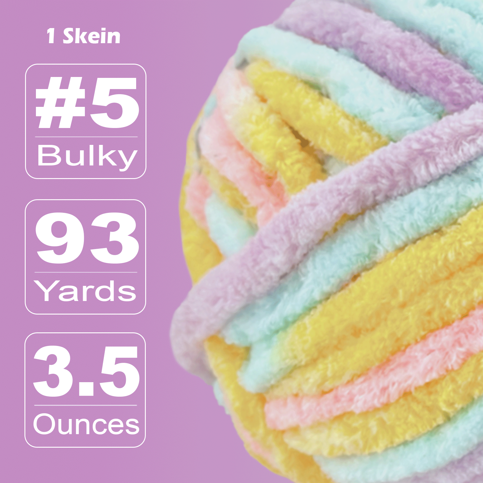 Sunshine Velvet Chenille Yarn for Crocheting and Knitting – Bulky (93 Yards/100g), Extra Soft Plush Yarn Freeasyfar