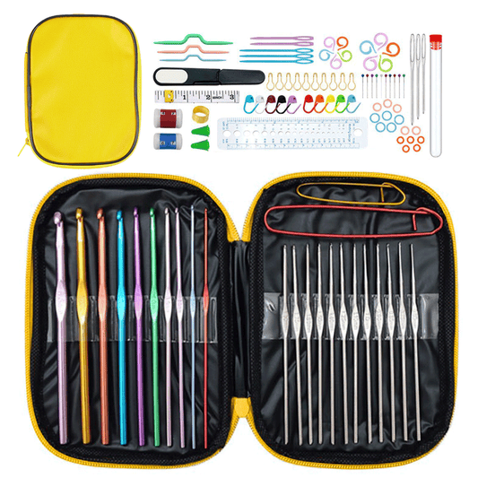 100 Pcs Crochet Hooks Set, Crochet Hooks Kit with Storage Case for Beginners-Yellow