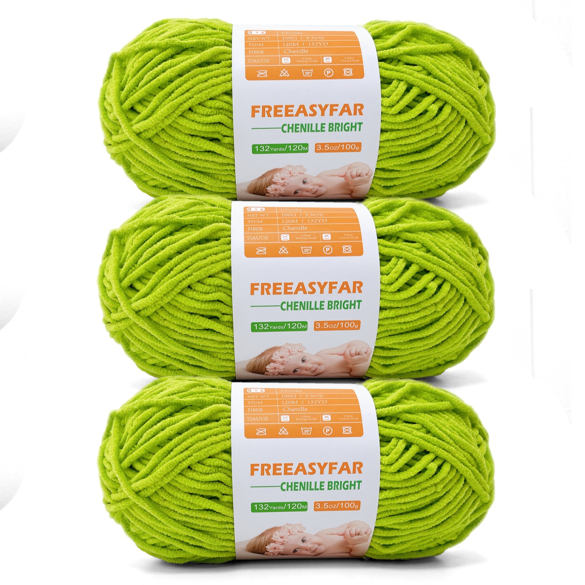 FREEASYFAR Soft Chenille Yarn for Amigurumi, Blanket Yarn for  Knitting,Velvet Yarn for Crochet Weaving DIY Craft,3 Skeins, 3x132  Yards/3x100g
